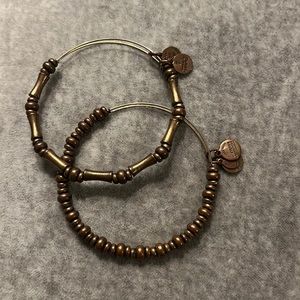 Pair of Beaded Bronze/Brass Bangle Bracelets by Alex and Ani